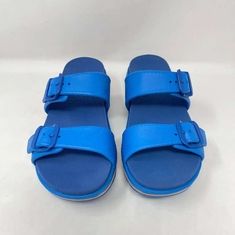 Dansko Kandi Comfort Wedge Sandals Womens 40 Blue Molded EVA Comfort 2-Strap